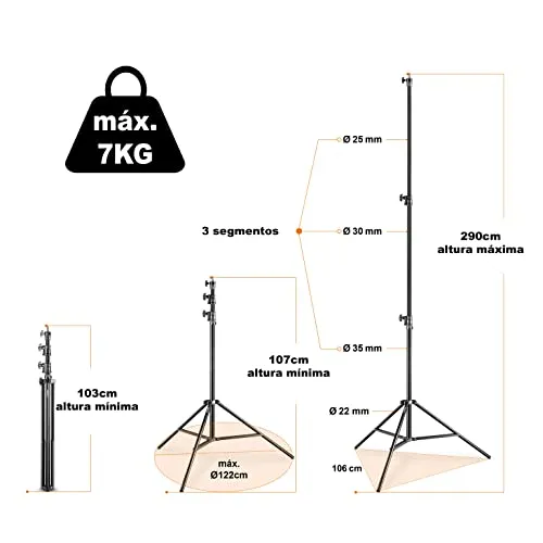 Trípode de Luz Walimex Pro AIR 290 – 290cm, 7kg, suspensión de aire - Imagen 2